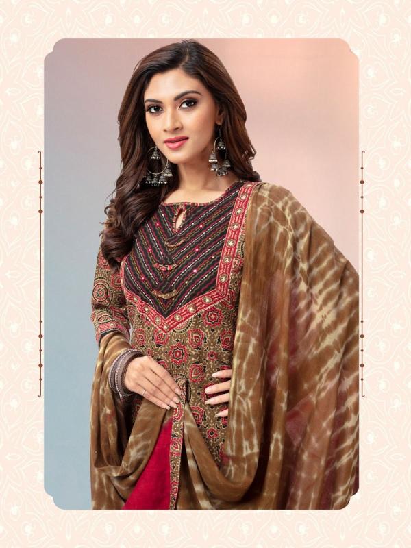 Aarvi Ajrakh Vol-1 Cototn Designer Kurti Pant With Dupatta Collection